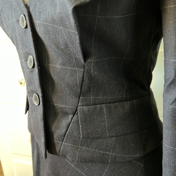 Allsaints spitalfields Heta Hunting Jacket and skirt suit in Navy plaid wool - Picture 5 of 10